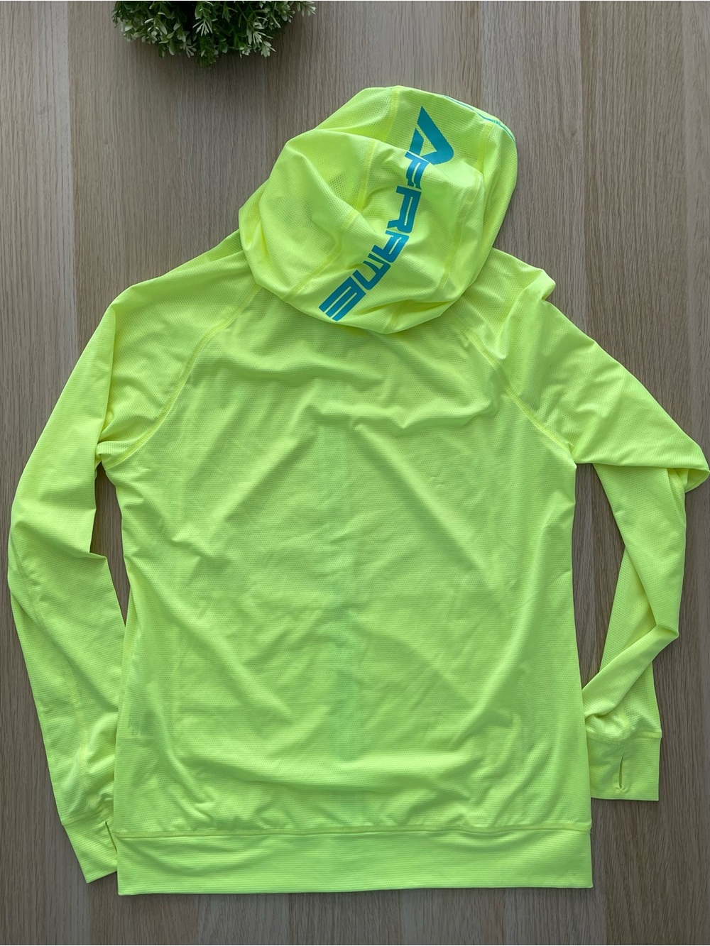 Vintage Le Coq Sportif Neon Yellow Hooded Zip-Up Jacket with Teal Trim - Picture 3 of 5